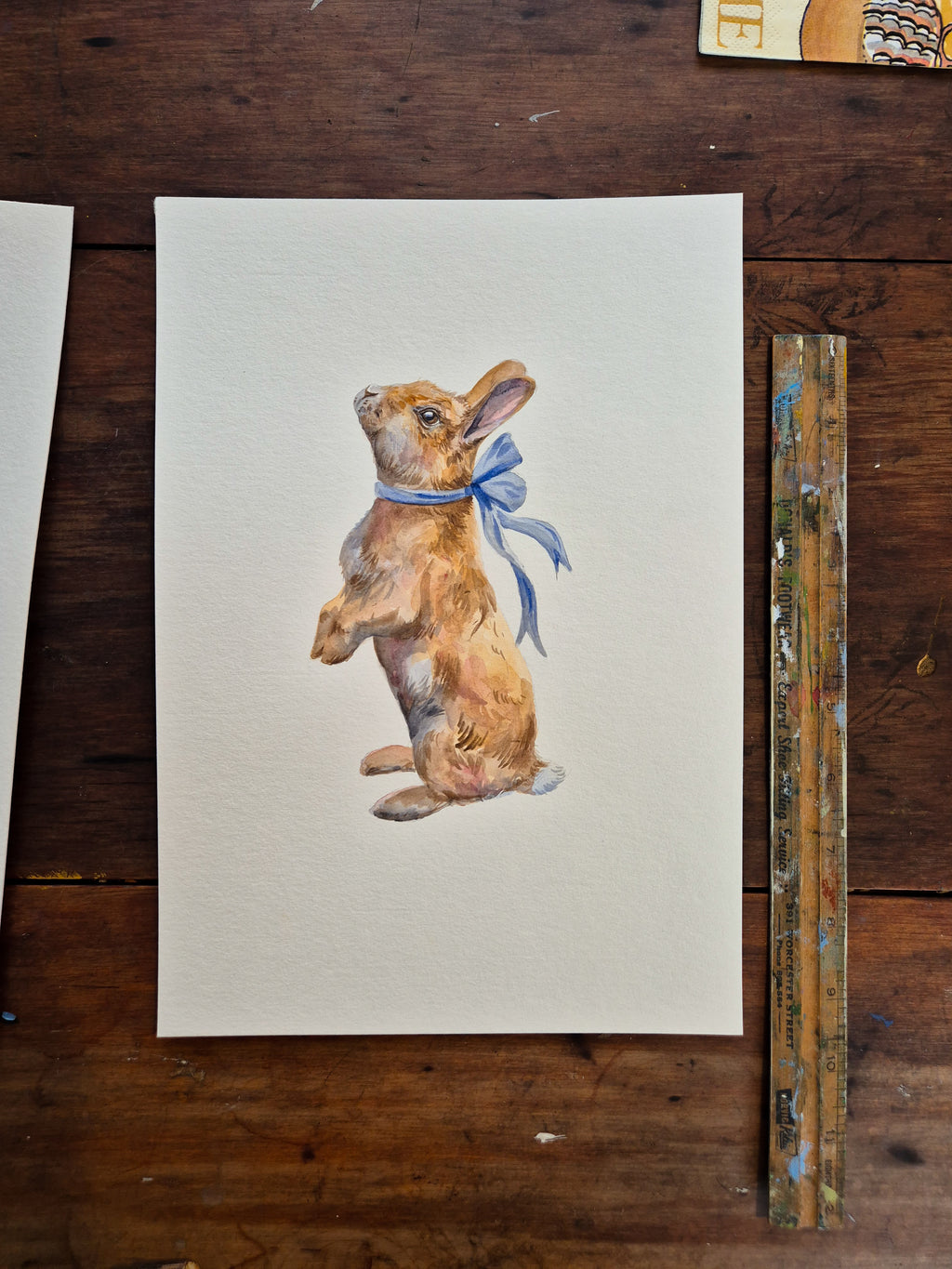 Blue Bow Bunny original