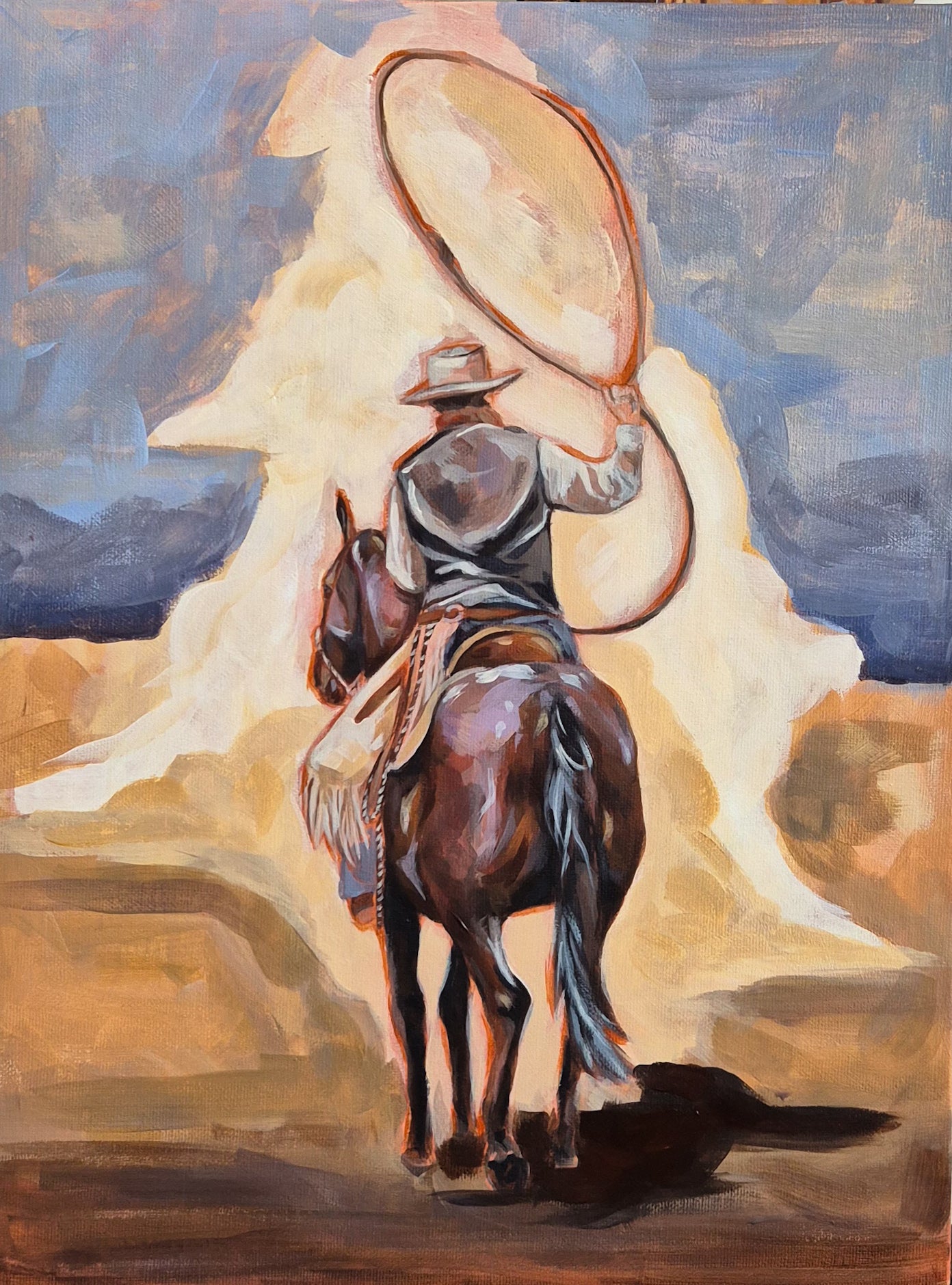 Roping On A Dime. Original painting