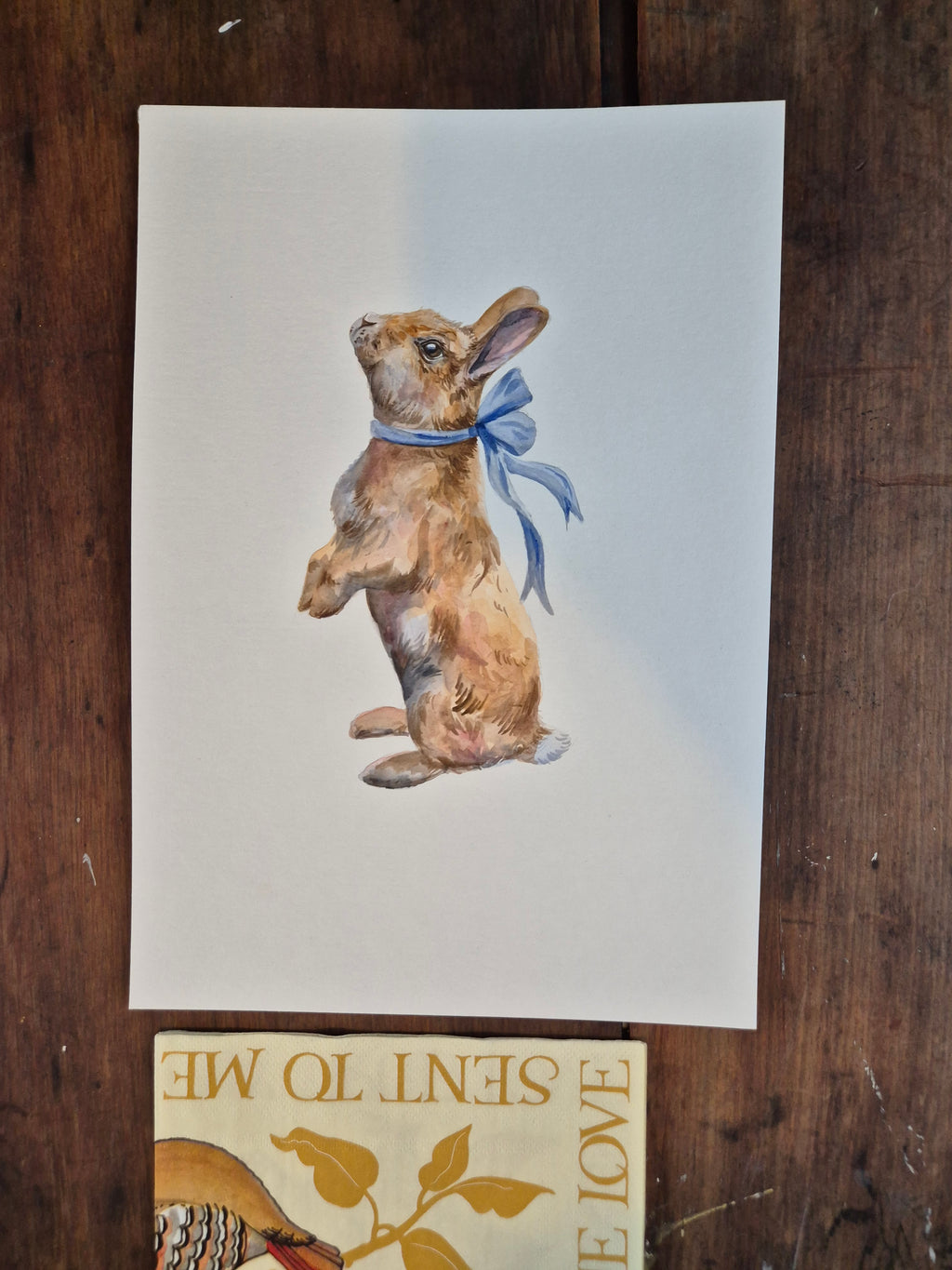 Blue Bow Bunny original