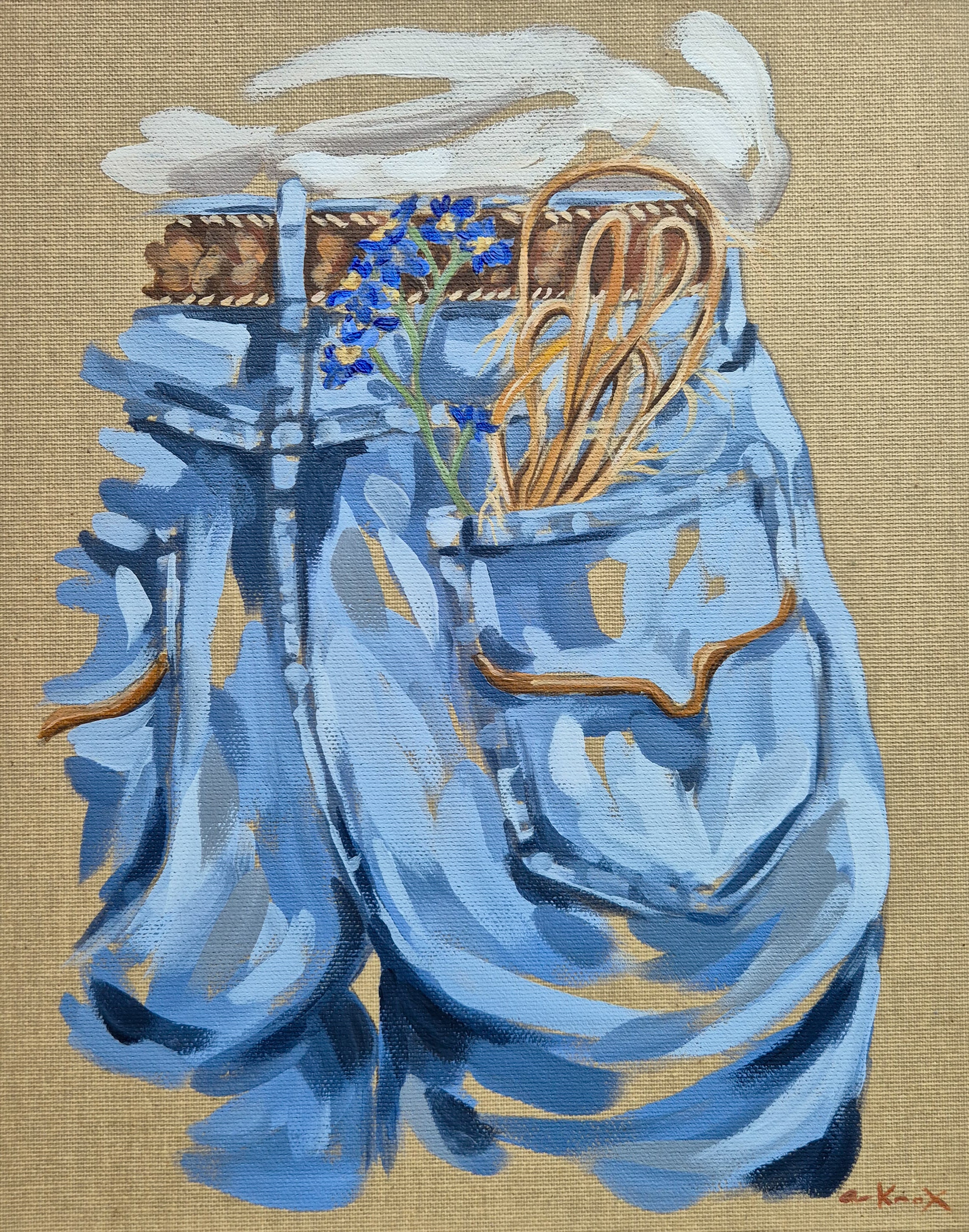 Feeding Out In Blue. Original painting